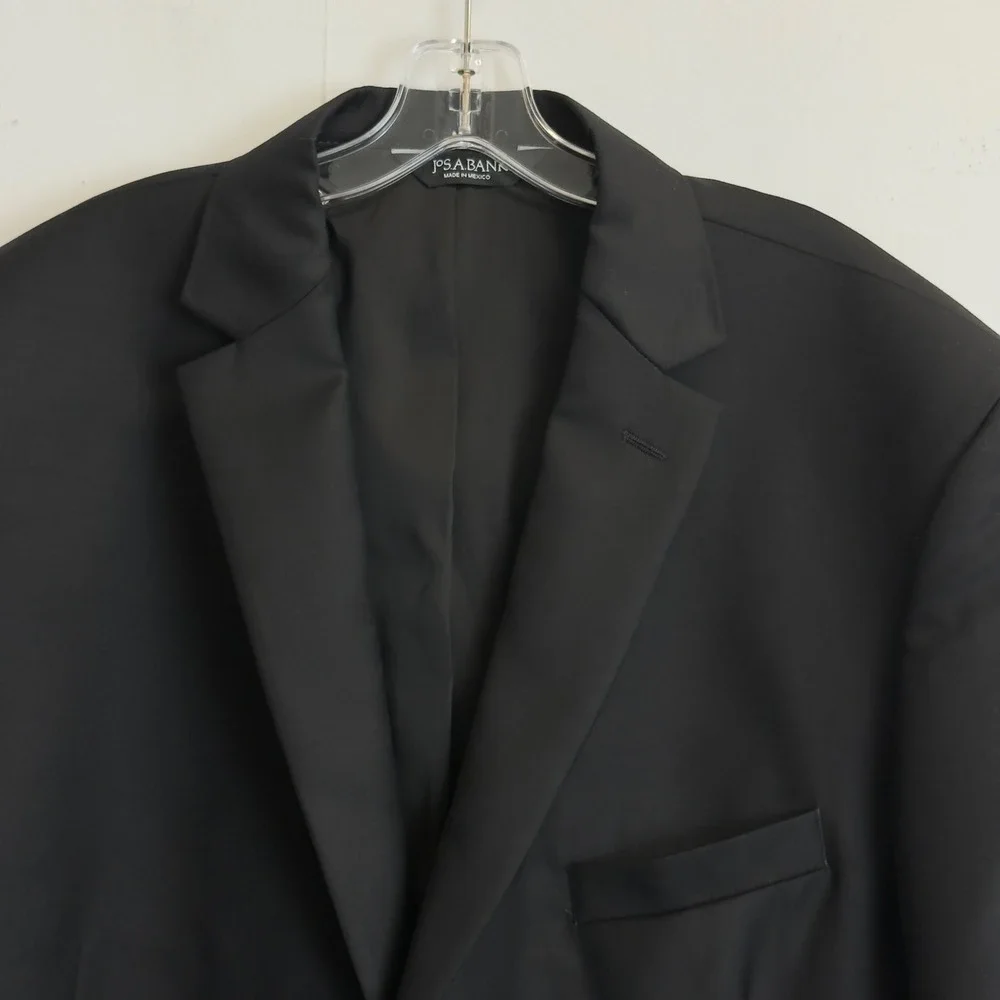 Jos A Bank Traveler Mens 50R Tailored Fit Blazer Black Two‎ Button Sport Coat